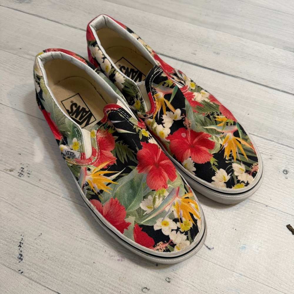 Vans Hawaiian print slip ons men's 7 womens‎ 8.5